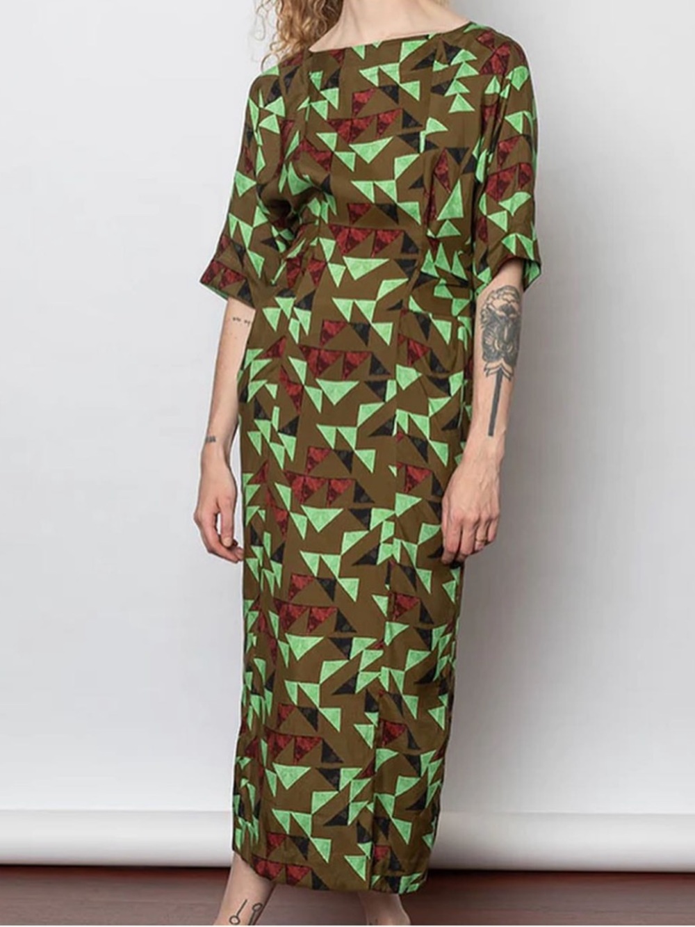 TOAST TIE WAIST GEOMETRIC DRESS MEDIUM MAXI